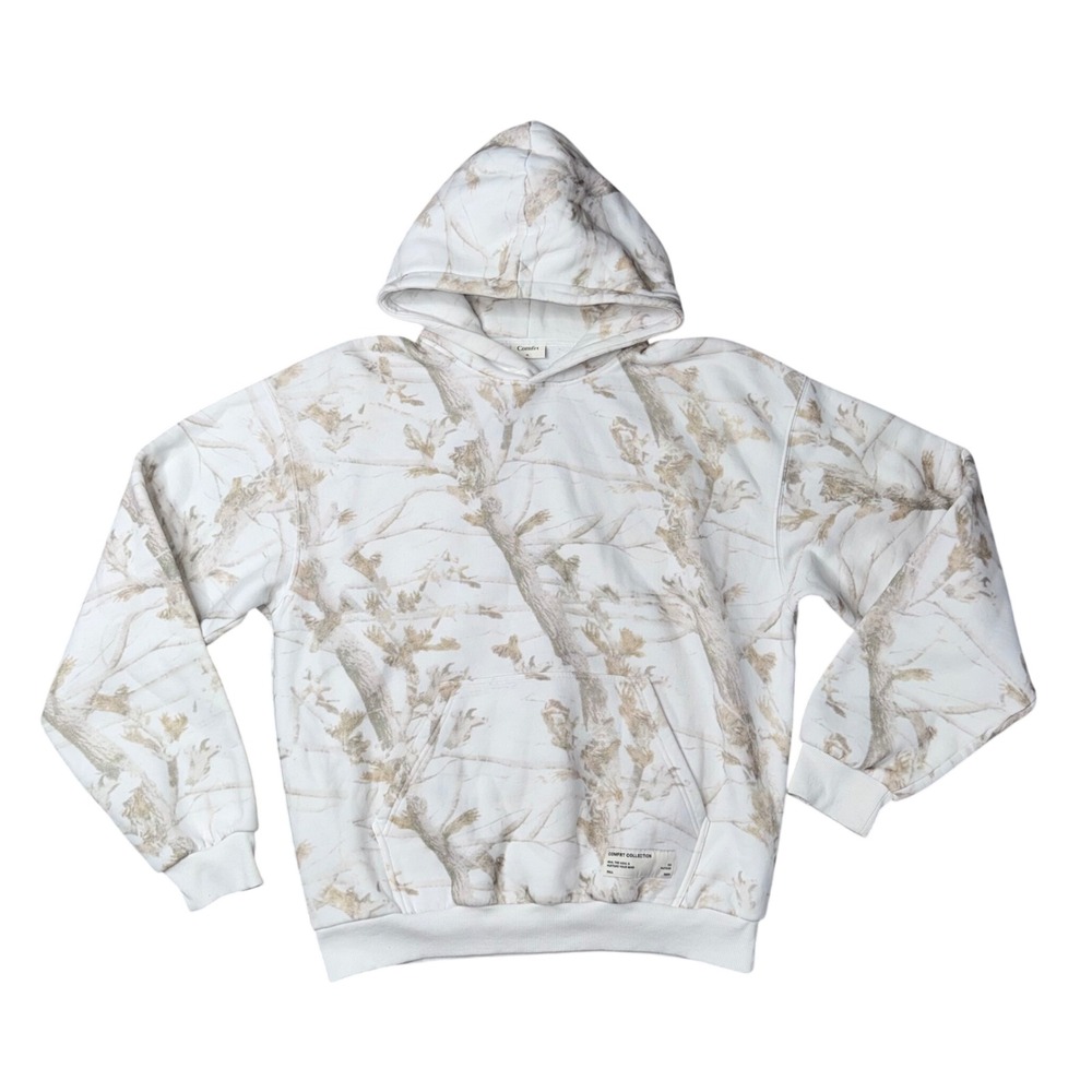 Comfrt Hoodie Unisex XL White Tan Tree Camo Excellent Comfrt Collection Pullover